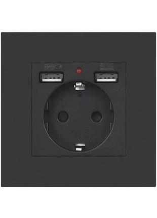 Электрическая розетка с usb-зарядкой и быстрым интерфейсом, для зарядки черный пластик сучасний