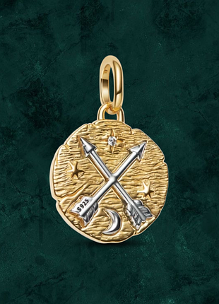 Позолоченная бусина шарм "до лучшего" на ланковый браслет pandora (пандора) 764081c01