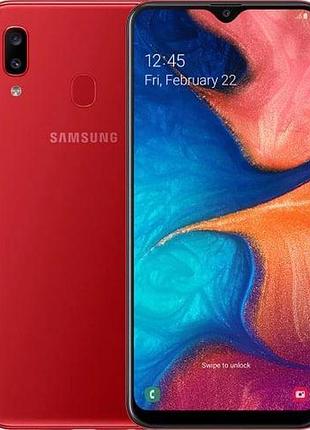 Смартфон samsung galaxy a20 (a205f) 3/32gb red, 2 sim 6.2" 13 мп + 5 мп nfc 4000 mah 67