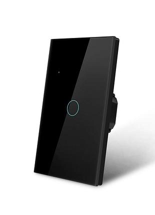 Розумний сенсорний вимикач з wifi підключенням, голосове керування wifi, 1 сенсор чорне скло 67