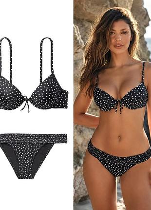 Купальник в горошок victoria's secret s m l 80c 36c 85b 38b повна чашка 36 38 40 42