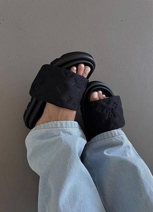 Женские брендовые тапочки l0uis vuitt0n pillow slides black premium