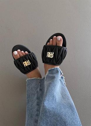 Женские брендовые тапочки m1u m1u matelassé nappa black slides