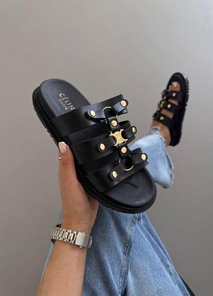 Женские брендовые тапочки cel1ne tippi slides black