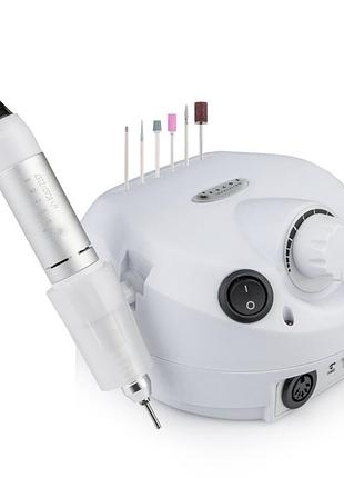 Фрезер для манікюру bucos nail drill zs-601 pro, 45 вт та 35 000 об. (+6 фрез у подарунок) white, білий