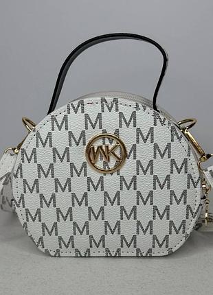 Детская сумочка для девочки mk белая круглая через плечо 16×13×6 см