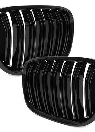 Bmw 7 f01 f02 08–11 манекени між фарами (нирки) ліва + правий комплект чорний glossy double bar