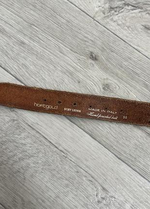 Шкіряний ремінь hüftgold made in italy італія заклепки шипи коричневий 90 echt leder