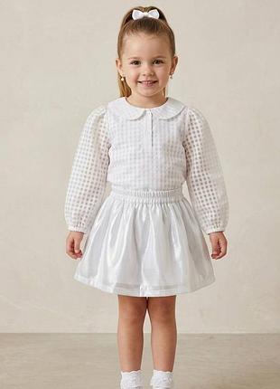 Праздничный белый костюм для девочек primark белая рубашка в клетку и блестящая юбка