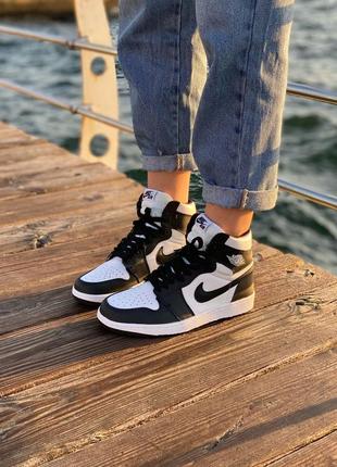 😉🖤nike air jordan 1 black white🖤😉шикарные кроссовки найк джордан1 фото