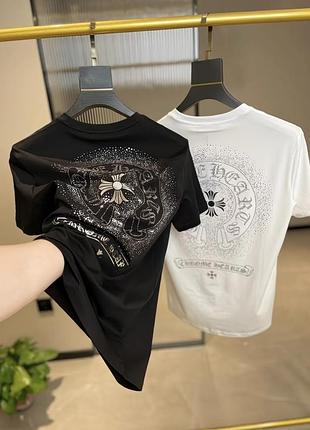 Футболка chrome hearts чорна з камінцями