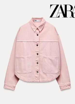 Джинсова куртка zara / рожева