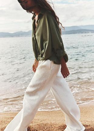 Свободные женские брюки с добавлением льна от zara