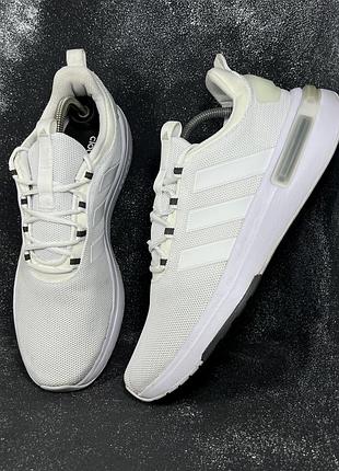 Білі літні кросівки сіточка adidas racer tr23