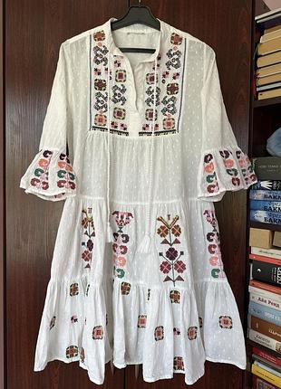Сукня етно, біла, розмір s,m