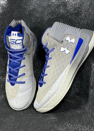 Високі чоловічі сірі баскетбольні кросівки under armour curry 3 zero
