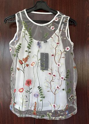 Майка 2в1 new look, розмір 8, біла