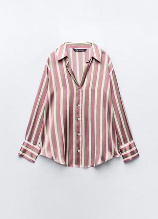 Сатиновая рубашка в полоску от zara