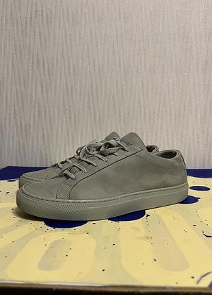 Шкіряні італьянскі кеди сірого кольору common projects 41 leather made in italy suede leather shoes