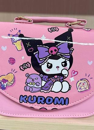 Детская сумочка kuromi розовая через плечо для девочки 17×13×6 см