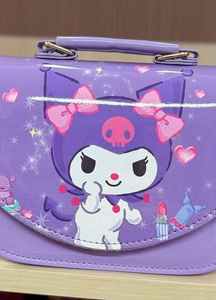 Детская сумочка kuromi фиолетовая через плечо для девочки 17×13×6 см