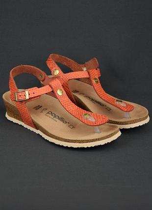 Papillio by birkenstock ashley босоніжки сандалі жіночі шкіряні коралові на танкетці зі зміїним тисненням 38 р/24.5 см panama jack ecco pikolinos