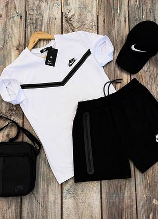 Мужской летний костюм nike tech шорты и футболка 4 цвета s - xxl