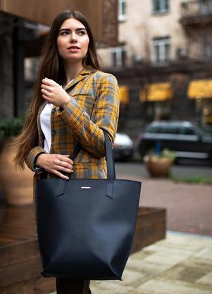 Кожаная женская сумка шоппер2 фото