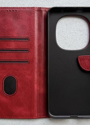 Xiaomi redmi note 15 pro plus+ чехол-книжка wave fold red красный высококачественная искусственная кожа слоты для карт