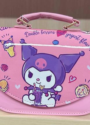 Детская сумочка kuromi розовая через плечо для девочки 17×13×6 см