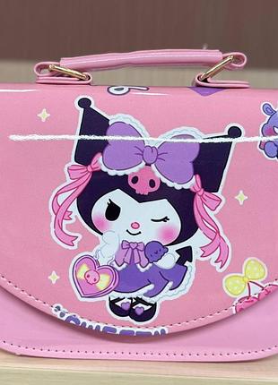 Детская сумочка kuromi розовая через плечо для девочки 17×13×6 см