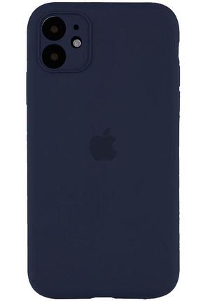 Чехол silicone case full camera protective (aa) для apple iphone 12 (6.1") темно-синий / midnight blue