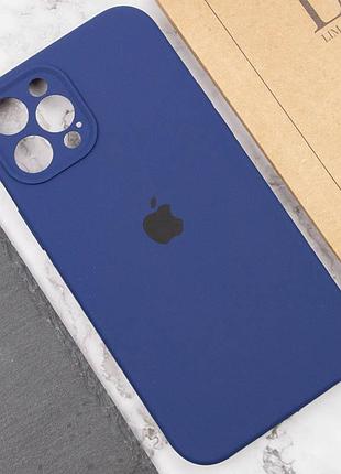Чехол silicone case full camera protective (aa) для apple iphone 12 pro max (6.7") синий / deep navy