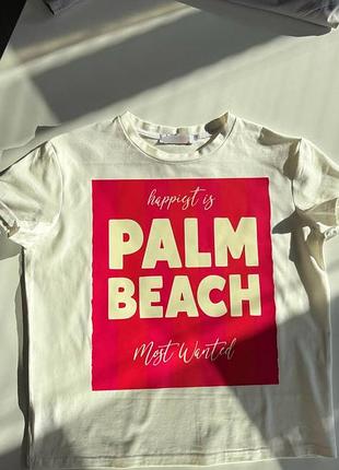 Накладний платіж ❤ якісна бавовняна оверсайз футболка з накатом принтом palm beach