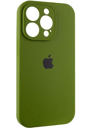 Чехол silicone case full camera protective (aa) для apple iphone 14 pro (6.1") зеленый / dark olive 2