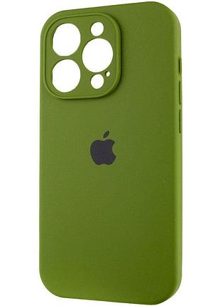 Чехол silicone case full camera protective (aa) для apple iphone 14 pro (6.1") зеленый / dark olive 3