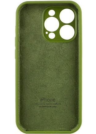 Чехол silicone case full camera protective (aa) для apple iphone 14 pro (6.1") зеленый / dark olive 4