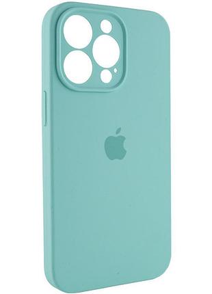 Чехол silicone case full camera protective (aa) для apple iphone 14 pro (6.1") бирюзовый / marine green 2