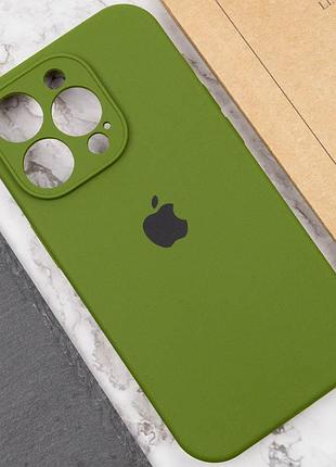 Чехол silicone case full camera protective (aa) для apple iphone 14 pro (6.1") зеленый / dark olive 5