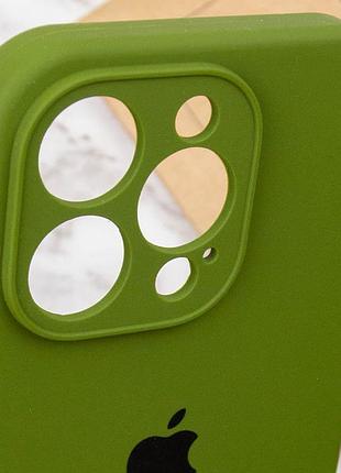 Чехол silicone case full camera protective (aa) для apple iphone 14 pro (6.1") зеленый / dark olive 6