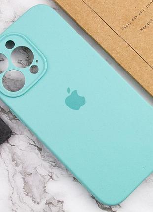 Чехол silicone case full camera protective (aa) для apple iphone 14 pro (6.1") бирюзовый / marine green 5