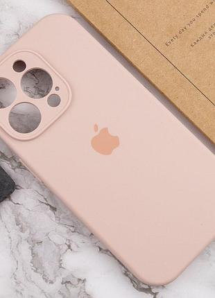 Чехол silicone case full camera protective (aa) для apple iphone 14 pro (6.1") розовый / pink sand