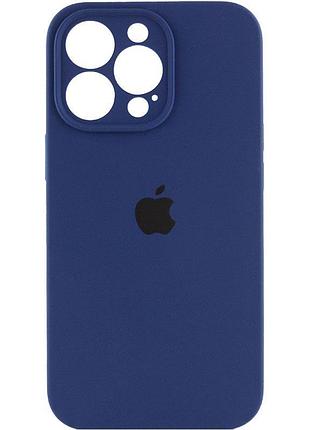 Чехол silicone case full camera protective (aa) для apple iphone 15 pro (6.1") синий / deep navy 2