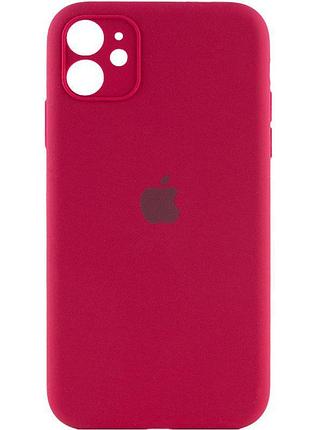 Чехол silicone case full camera protective (aa) для apple iphone 12 (6.1") красный / rose red 2
