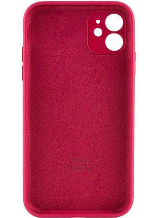 Чехол silicone case full camera protective (aa) для apple iphone 12 (6.1") красный / rose red 3