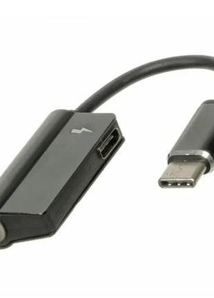Переходник, кабель aux xgw639 (раздвоитель) 2 в 1 с type-c на аудио 3,5 мм и питание type-c / черный