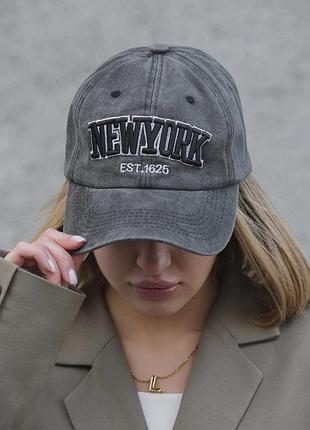 Женская кепка new york серая хлопковая