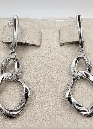 Сережки-підвіски срібні з кубічним цирконієм 6,85 г
