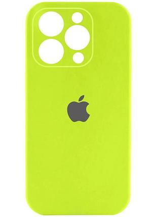 Чехол silicone case full camera protective (aa) для apple iphone 15 pro max (6.7") кислотно-зеленый / acid green