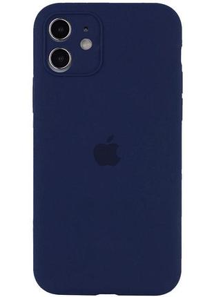Чехол silicone case full camera protective (aa) для apple iphone 12 (6.1") синий / deep navy